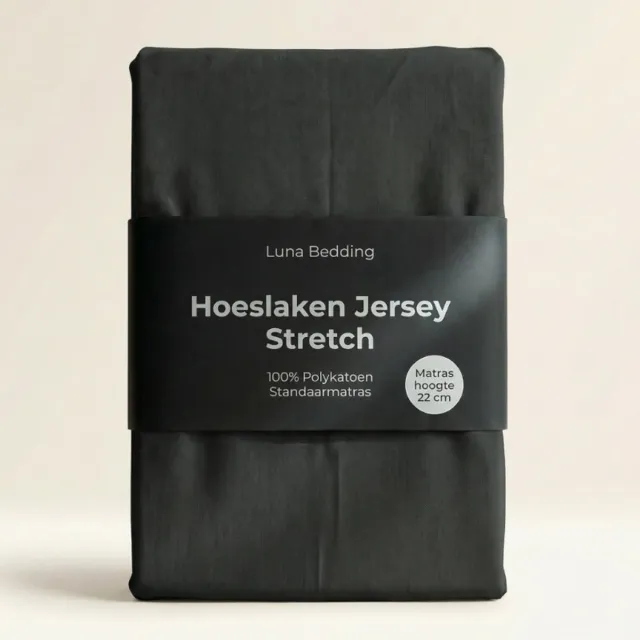 Dekbed-Discounter Luna Bedding Hoeslaken 190/200 x 200 cm - Jersey - Geschikt voor matrassen tot 22 cm hoog - Wasbaar op 40 graden - Strijkvrij - Zwart