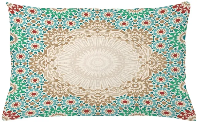 ABAKUHAUS Boho Kussenhoes, Antike Blumenmosaik-Formular, Kussenhoezen met Dubbelzijdige Print Kleurecht Wasbaar en Ritssluiting, 65 x 40 cm, Meerkleurig