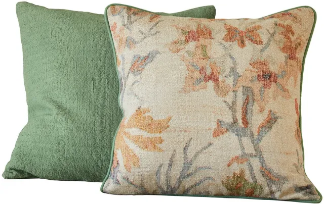 Loberon Kussenhoes set van 2 Osorno groen/beige