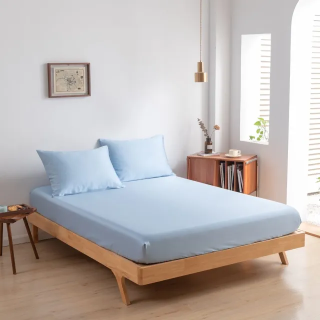 Boomba Bamboo bamboe hoeslaken - Sky Blue - 80x220 cm - hoekhoogte 35 cm - 100% biologisch bamboe - 400TC satijn Blauw