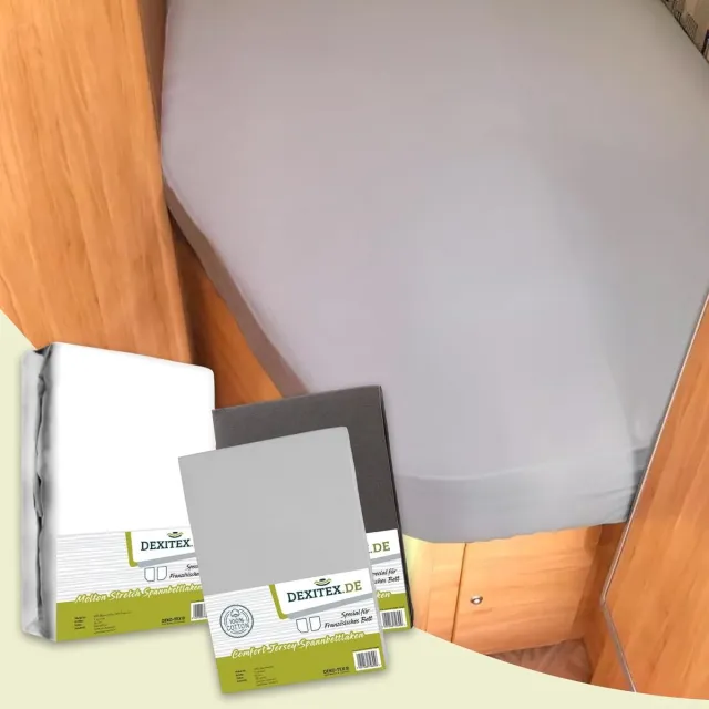 dexitex Textielpakket Frans bed - 1 molton met 2 hoeslakens - links 1 x Licht grijs + 1 x Antraciet 1 molton/ 1 Lichtgrijs hoeslaken + 1 Antraciet hoeslaken