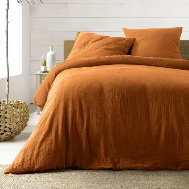 KGS Promolinge Katoenen gaas bedset 240 x 220 cm_ Lichtbruin Natuurlijk