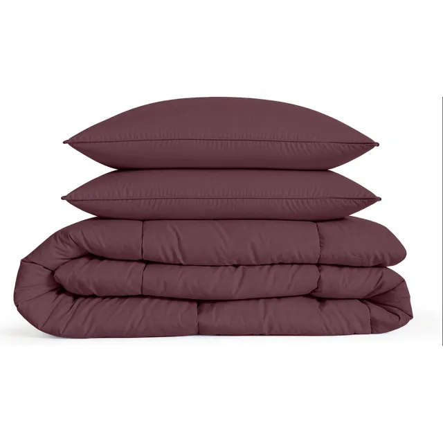 Eleganzzz Eazy Dekbed zonder Overtrek Inclusief Kussenslopen Bordeaux 200x200cm - Bordeaux Dekbed - Wasbaar Dekbed - Hoesloos Dekbed - All Year Dekbed - Tweepersoons Dekbed