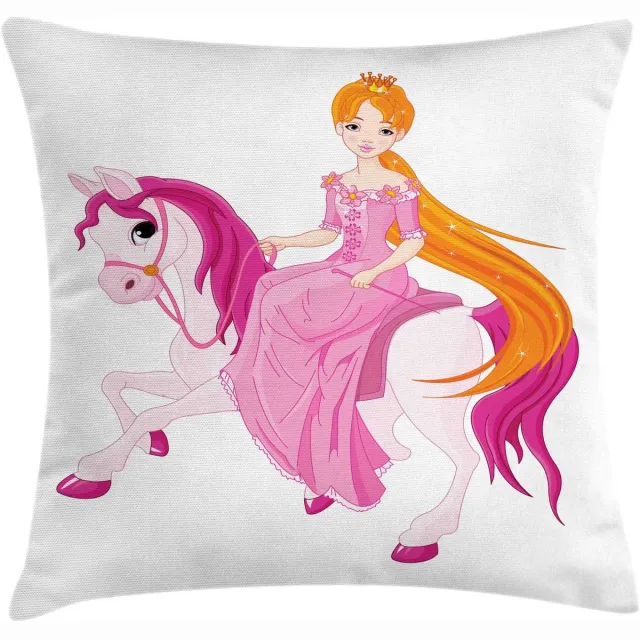 ABAKUHAUS Pony-kussenhoes Prinses op roze manen – dubbelzijdig – 50x50 cm Marigold Roze en Wit