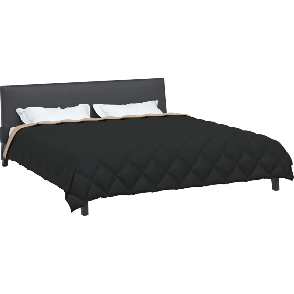 vidaXL Winter Dekbed 200 x 200 cm 450 gsm Microvezel Zwart en Taupe, foto 2