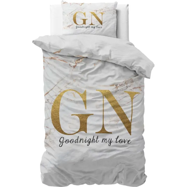Sleeptime Goodnight Dekbedovertrek - Eenpersoons - 140X200/260 + 1 x kussensloop 60x70 - Goud