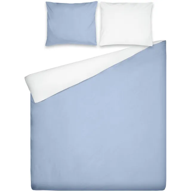 Ten Cate Dekbedovertrek - Dekbedovertrek 140 x 200 - Dekbedovertrekken - Dekbedovertrek 1 persoons - Almeria Blauw Wit Blauw/Naturel