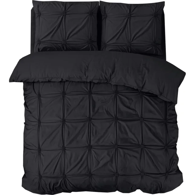 Sleeptime Punch pintuck Dekbedovertrek - 200X200/220 + 2 x kussenslopen 60x70 - Zwart