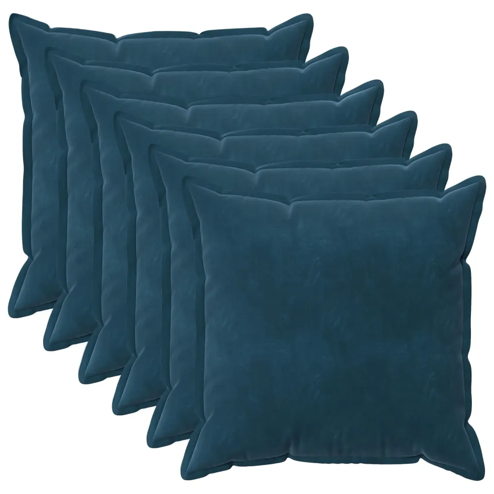 vidaXL Kussensloop 6 st HOUTEN Blauw 55 x 55 cm Fluweel, foto 3