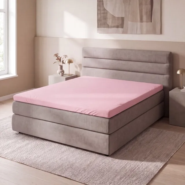 Saphira COMFORT Topper Hoeslaken – Jersey – Roze – 180x200/220 cm – 100% Katoen – 160 GSM – Matrashoogte tot 20 cm – 360° Elastiek