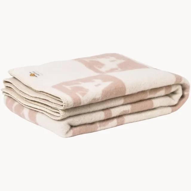 Adamsbro Plaid CheckThrow van wol Beige, Wit