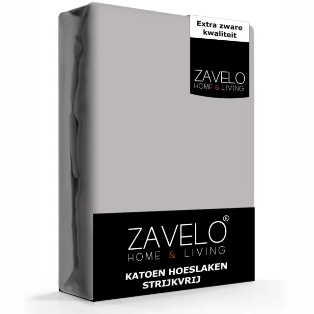 Zavelo Hoeslaken Katoen Strijkvrij Licht Grijs-Lits-jumeaux (180x200 cm)