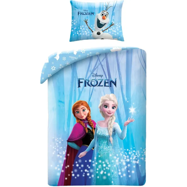 Disney Frozen Dekbedovertrek sisters - 140 x 200 cm - Katoen - 70 x 90 cm Blauw