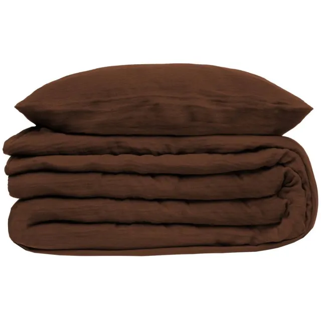 Atmosphera Créateur d'intérieur® Beddenset van dubbele katoenen gaas FLORA Marron