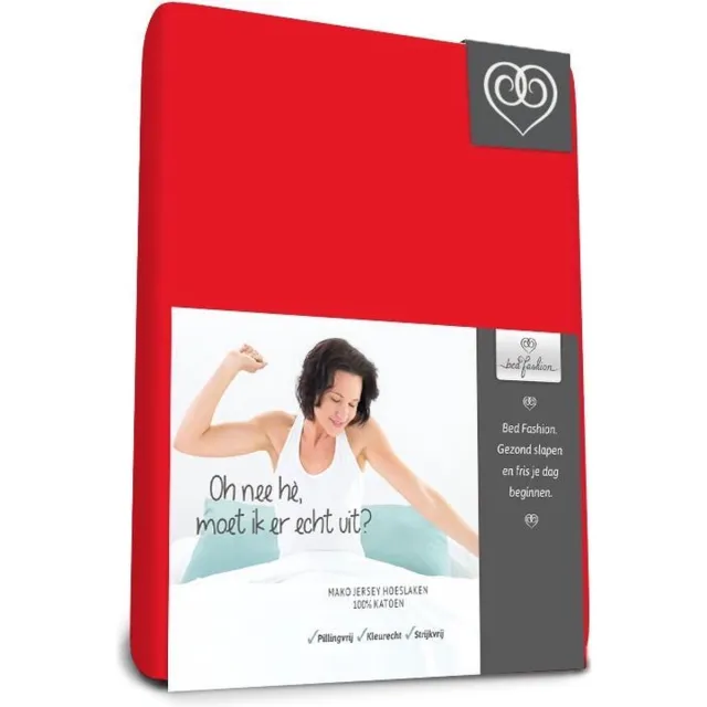 Bed-Fashion Mako Jersey Topdek Split hoeslakens 140 X 220 cm rood