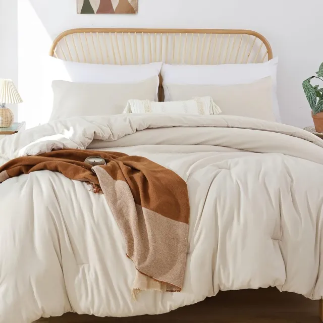 Famanu Boho dekbedset kingsize, lichtgewicht en ademend – Beige