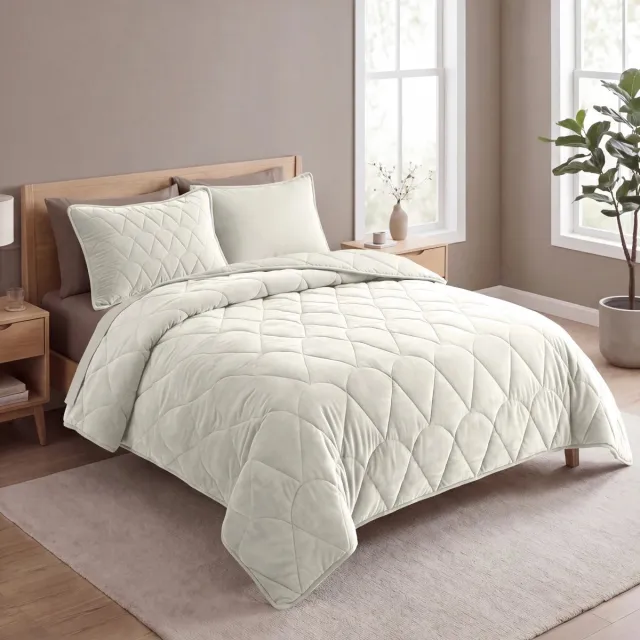 Valking 2 in 1 Velvet Dekbed zonder Overtrek Dekbed - Dekbed inclusief slopen - 240 x 200 cm - Beige