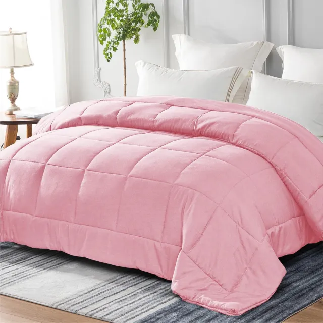 Unyqoos Superzacht en Ademend Roze Dekbed voor Alle Seizoenen, 135 x 200 cm, Doorgestikt en Comfortabel