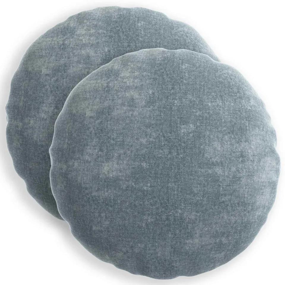 vidaXL Kussensloop 2 st HEERLEN Lichtblauw Dia. 50 cm Chenille Stof blauw, foto 3