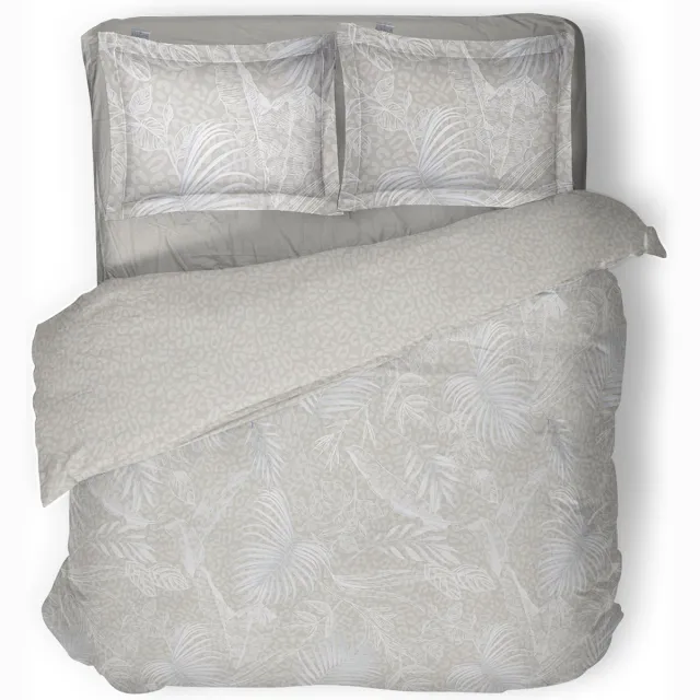 LINNICK Dekbedovertrek Katoen Exotic Jungle - Beige - Dekbedovertrek 240x200/220cm - 100% Katoen - Lits jumeaux - Dekbedovertrekken - Botanisch Dekbedovertrek