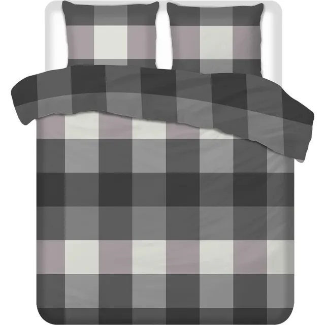 Terschellinger Wolweelde Luxueuze Terschellinger Flanellen Winter Dekbedovertrekset – Modern Blokpatroon – Voor Ultiem Comfort en Warme Nachten – 140x200/220 cm Grijs