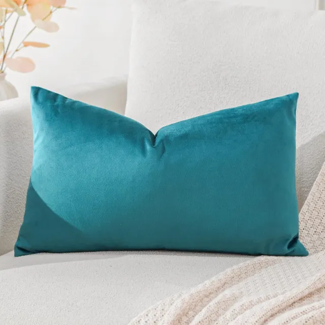 Ibenzoa Fluwelen sierkussenhoes voor bank en slaapkamer in stijlvol blauwgroen 30 x 50 cm