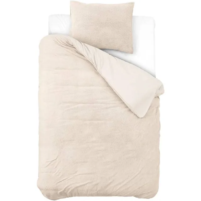 Droomtextiel Teddy Dekbedovertrek Crème - 140x200/220 cm - Luxe Teddystof - Heerlijk Zacht
