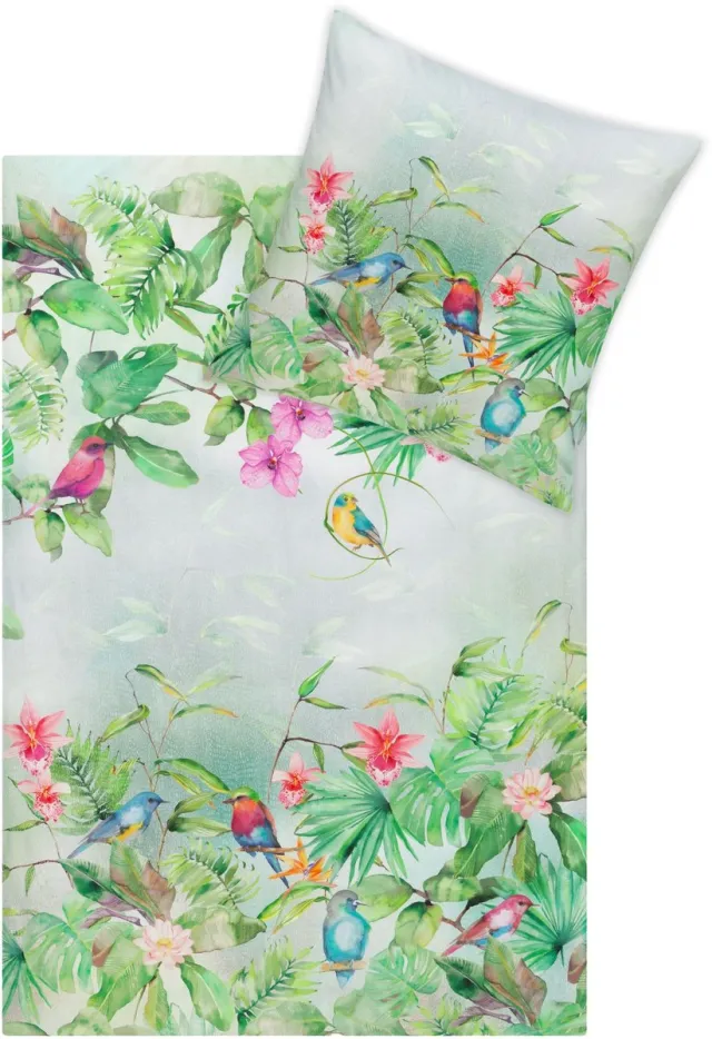 Estella Clare - Dekbedovertrek - Mako-katoensatijn - 160 x 200 cm - 3-delig Groen