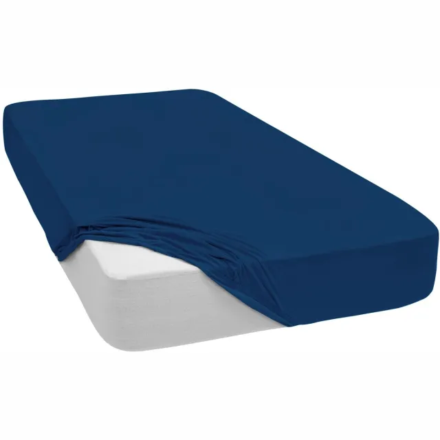 Unyqoos Hoge Kwaliteit Jersey Katoenen Hoeslaken in 28 Kleuren voor Waterbedden en Boxsprings, Maat 160 x 200 cm donkerblauw
