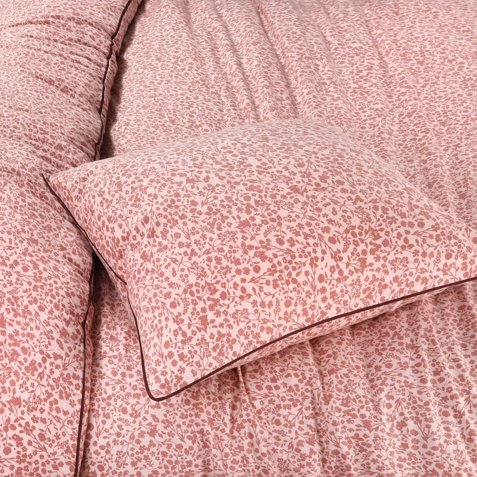 NOUS Living flanellen gebloemde 2-persoons dekbedovertrek 200x220 cm - roze, foto 6