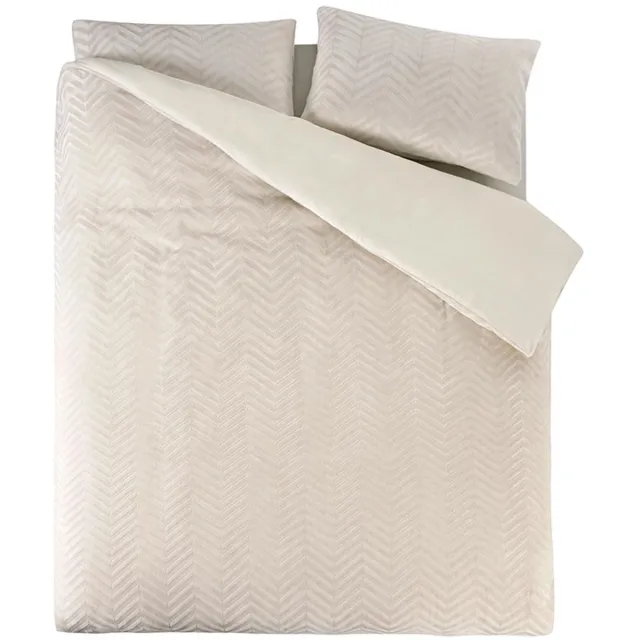 Zavelo Teddy Dekbedovertrek Visgraatpatroon Beige