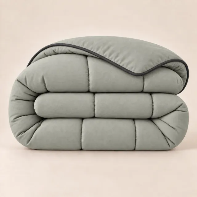 Y-not® YNOT Uni Dekbed Grijs met bies Antraciet - 200x200 - Tweepersoons - Dekbed Zonder Overtrek - Wasbaar Hoesloos Dekbed - 30 dagen proefslapen - Dekbed met vaste overtrek Grijis/Antraciet
