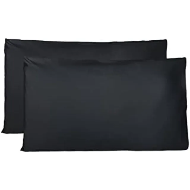 PromoHome Set van 2 Kussenslopen 100% Katoen 50x80 CM - Zwarte Zaksluiting Kussenovertrekken Gemaakt in Italië - Hypoallergeen Beddengoed