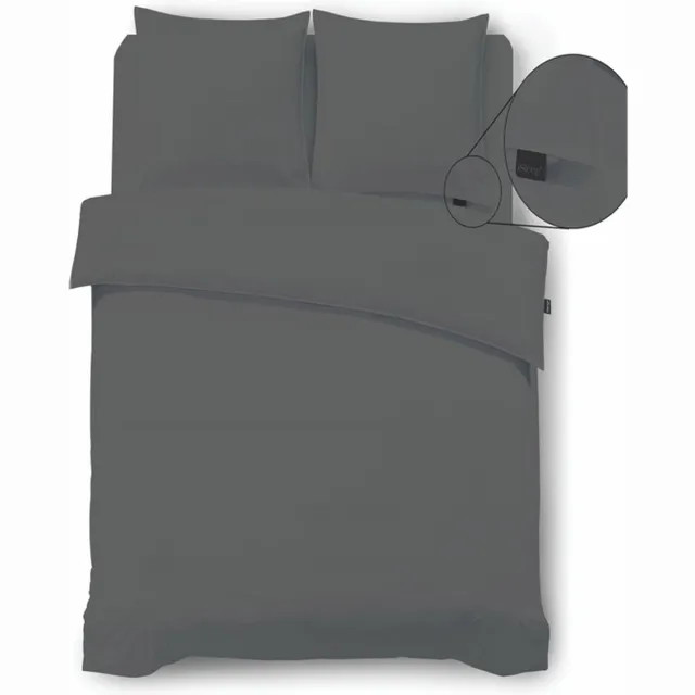 iSleep Dekbedovertrek Perkal - Litsjumeaux - 240x200/220 cm - Antraciet