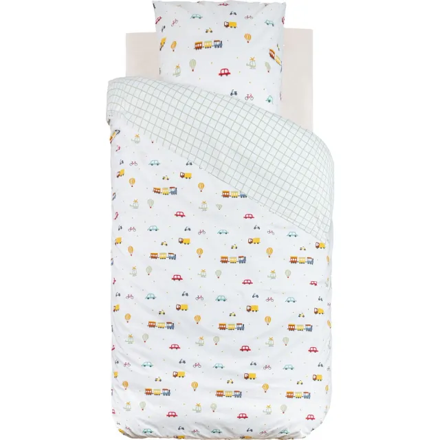 Atmosphera Kids Dekbedovertrek set met 1 kussensloop 140x200cm/65x65cm - Auto Bleu