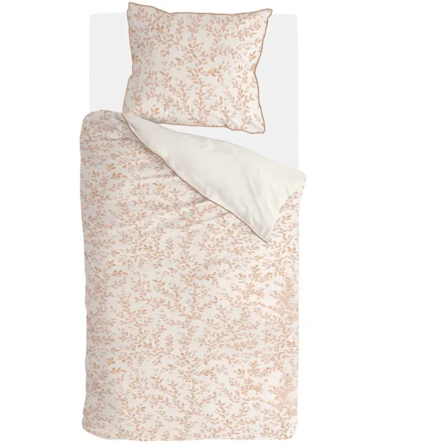 Walra Dekbedovertrek Blushed Leaves - 70% gerecycled Katoen (GRS) / 30% Katoen (BCI) - Off White / Roze