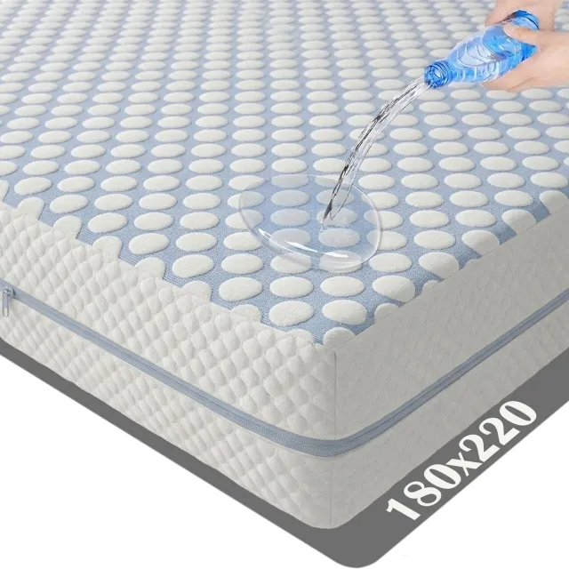 Litalente Waterdichte Matrasbeschermer 180 x 220 cm met Verkoelend Materiaal en Rits - Antibacteriëel - Waterdichte Matras Beschermer Incontinentie Matrasbeschermer - molton 180cm x 220 cm Blauw