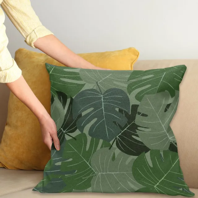 ABAKUHAUS Waldgrün Kussenhoes, Camo Palmblätter, Met Ritssluiting, Wasbaar, Dubbelzijdige Digitale Print, Heldere Kleuren, Hoogwaardige Stof, 40 x 40 cm, Weises Groen Lichtgroen
