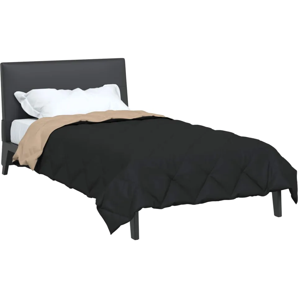 vidaXL Vol jaar dekbed 140 x 200 cm 300 gsm Microvezel Zwart en Taupe, foto 2
