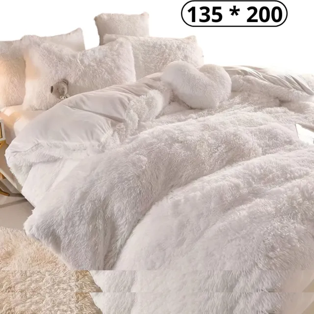 Bovista Teddy Dekbedovertrek - Fleece Dekbedovertrek - Fluffy Dekbedovertrek - Pluche - Dekbed - Deken - Inclusief Kussenslopen - Wit 203x229cm
