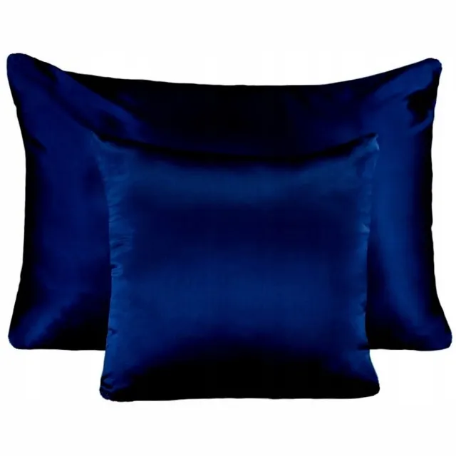 Malbery Merkloze Zijden Kussensloop 40x40cm - Luxe Satijn, Donkerblauw