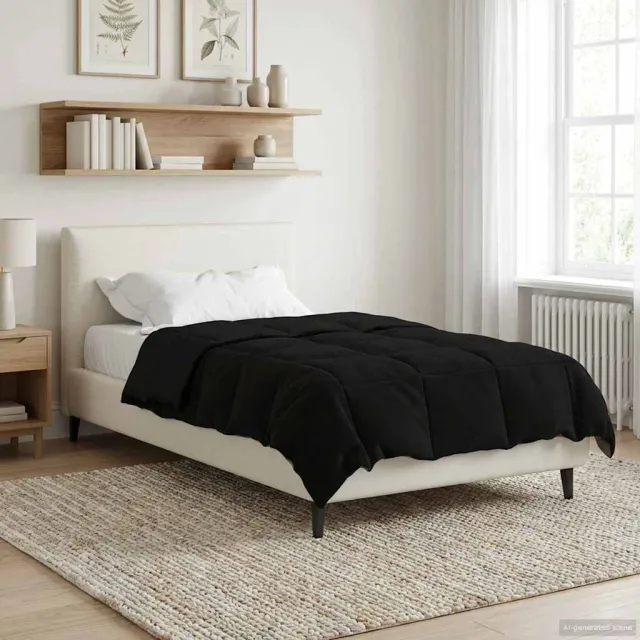vidaXL Vol jaar dekbed 155 x 200 cm Microfiber (100% polyester) Zwart
