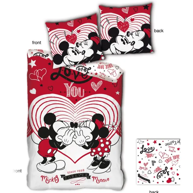 Disney Minnie Mouse Dekbedovertrek Love You - Eenpersoons - 140 x 200 cm - Rood