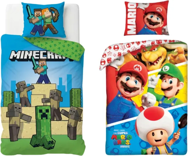 Minecraft en Super Mario slaapkamerset; dekbedovertrekken Meerkleurig