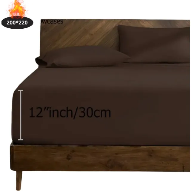 Bovista Hoeslaken Set - Inclusief Kussensloop - 3 Delige Set - Beddengoed - Fitted Sheet - Pillow Case - Bed - Koffie 200 x 220