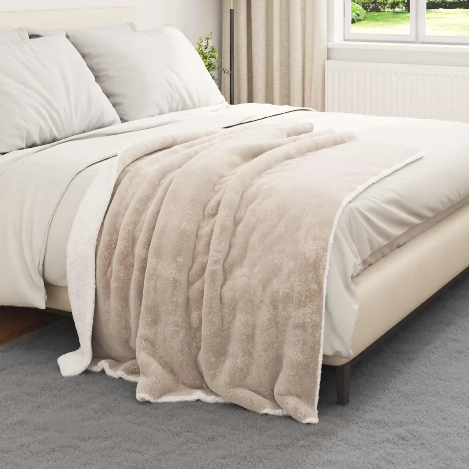 vidaXL plaid Beige 150 x 130 cm 1 kg Fleece, foto 3