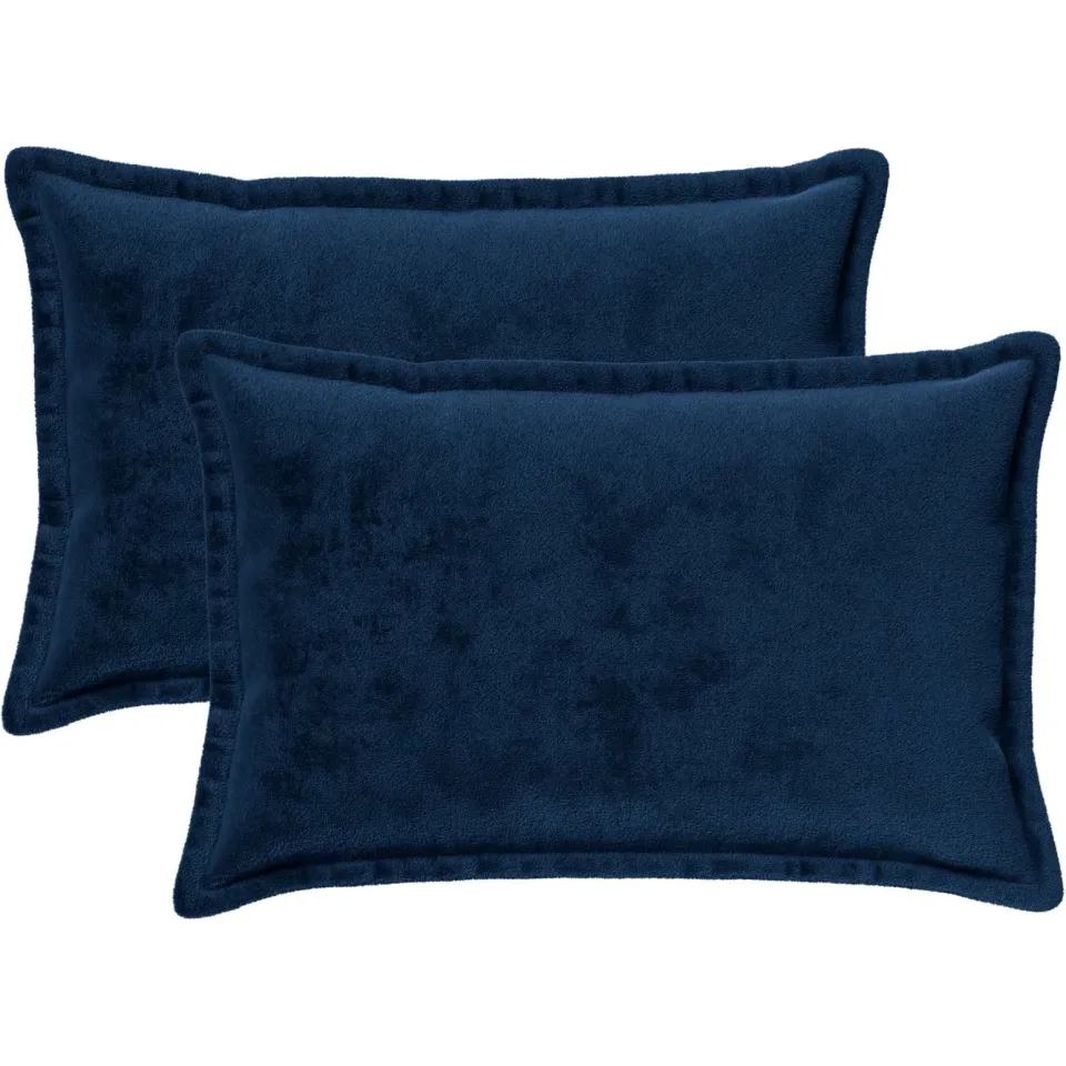 vidaXL Kussensloop 2 st HOUTEN Marineblauw 50 x 80 cm Flanel, foto 3