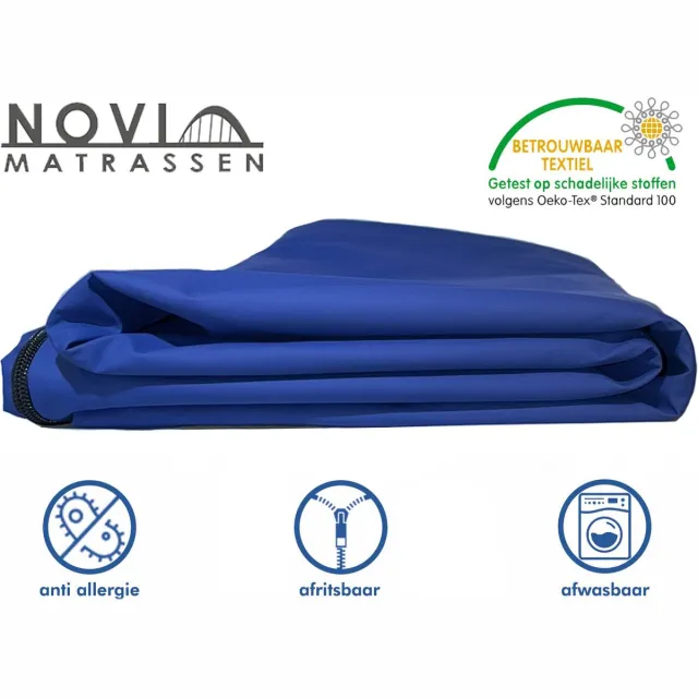 Novio matras Novio Matrashoes - waterdichte matrasbeschermer met rits - incontinentie - 80x200cm - 16/18 kern blauw