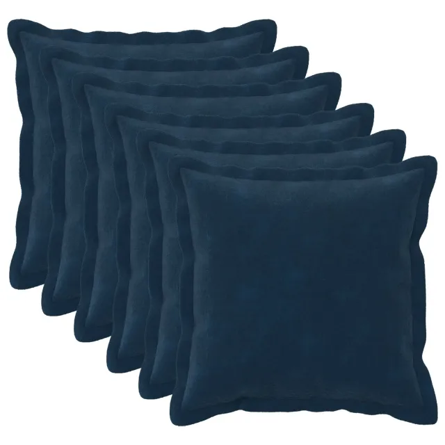 vidaXL Kussensloop 6 st HOUTEN Blauw 45 x 45 cm Microfiber Fleece