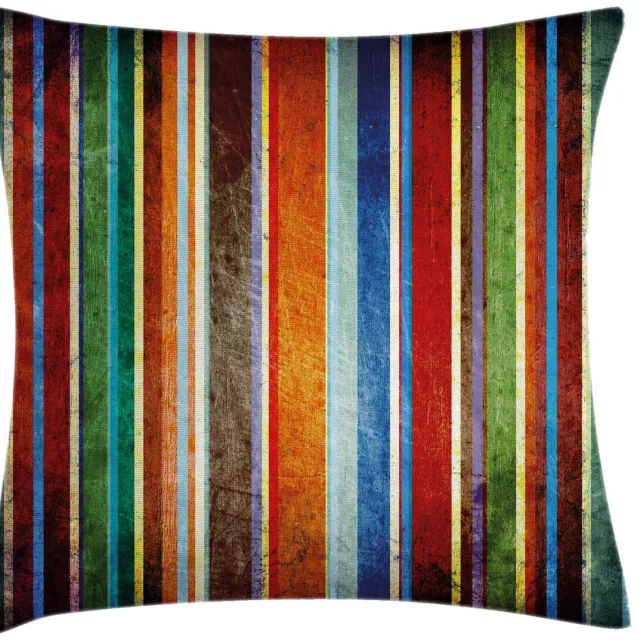 ABAKUHAUS Gestreepte kussenhoes – Retro banden – 40x40 cm – Meerkleurig Grün Orange